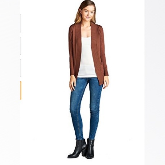 Basic White Open Style Pocket Cardigan - Picture 2 of 4