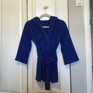 Comfortable blue sweater with a hood