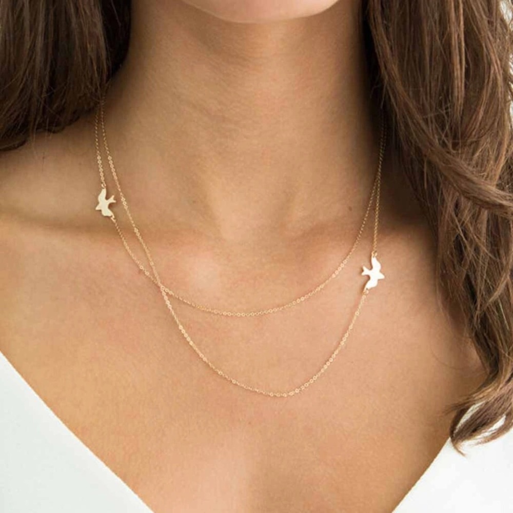 Delicate 2-strand necklace w/ bird charms
