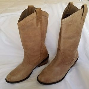 Jessica Simpson Tan Leather Mid Calf Cowboy Boots