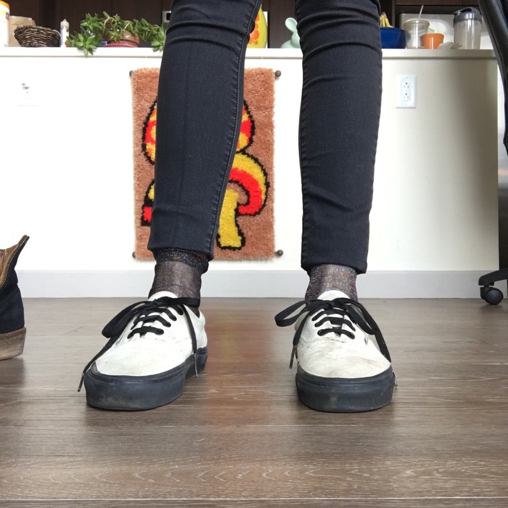 XSOLDX suede black and white creeper style vans