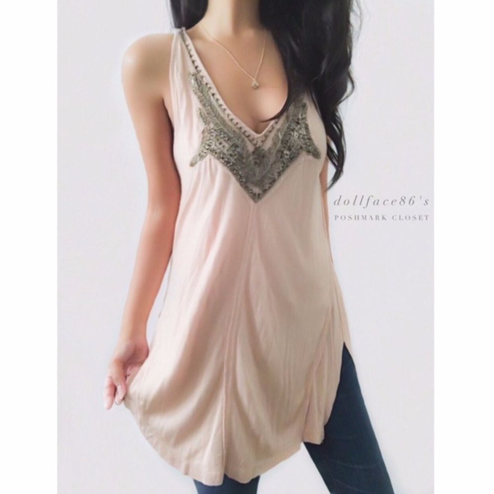 Urban Outfitters Beaded Pink Tank Top