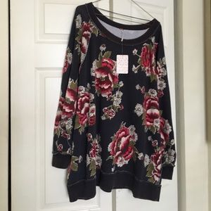 Free People slouchy floral sweater size M New