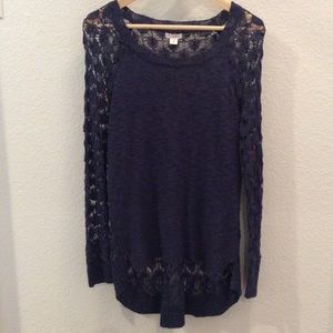 Xhilaration Blue Crocheted Sweater