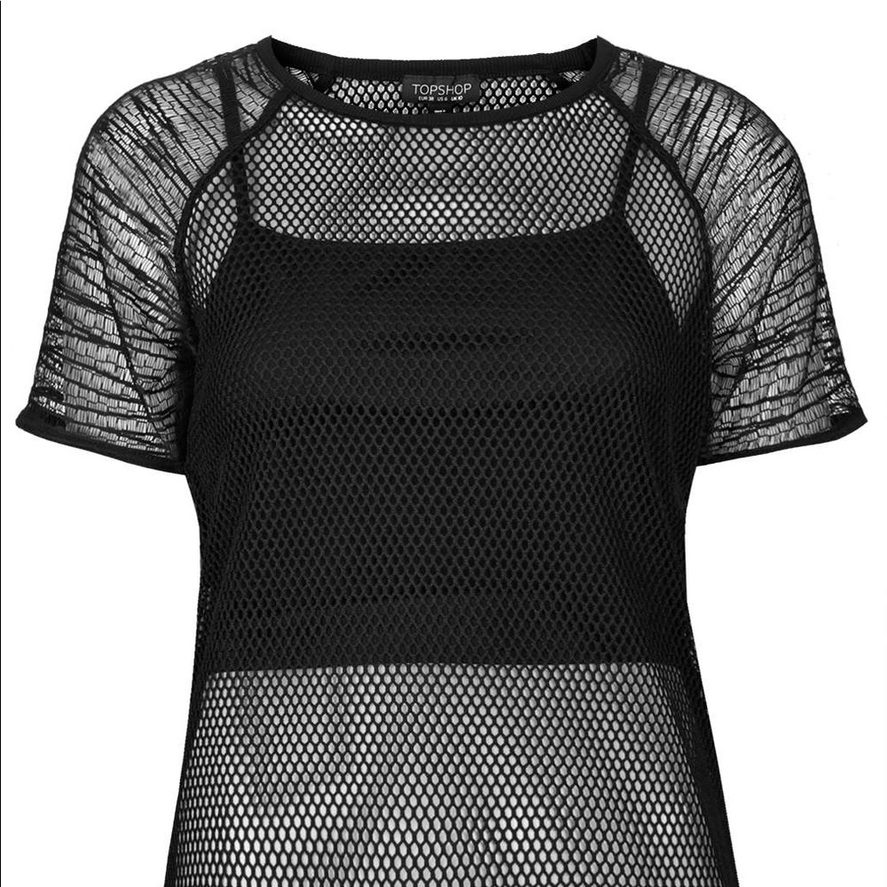 Top shop fish net Tee w/o tank under neath size 4