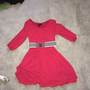 red chiffon dress