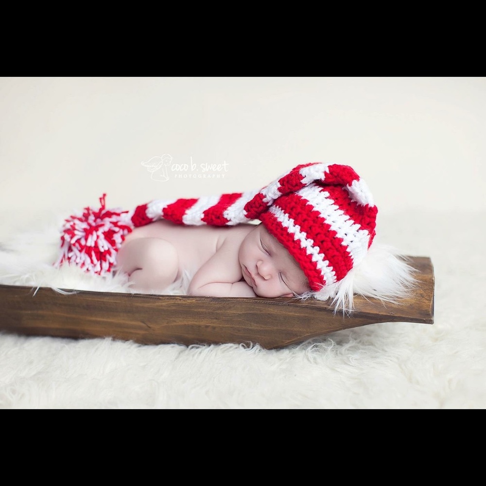 Newborn handmade (by me) crochet Elf hat