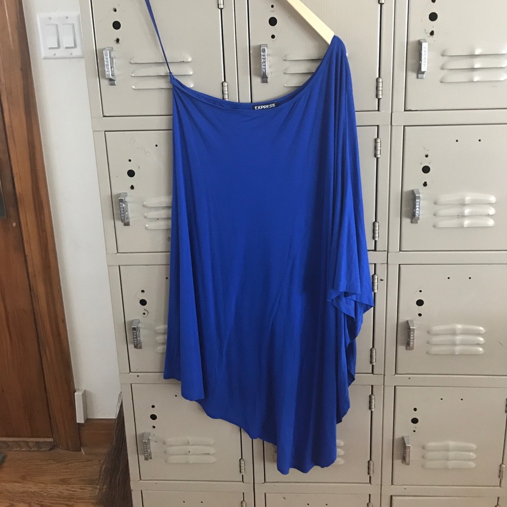 Blue One Shoulder Express Dress