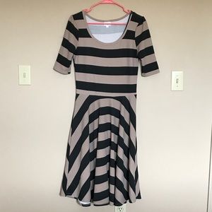 LuLaRoe Black and Tan Med Nicole Swing Dress