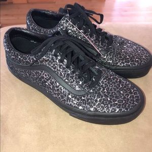 Black Leopard Print Vans women’s 9