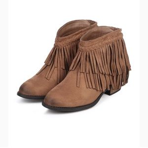 Nature Breeze Suede Fringe Ankle Bootie 8