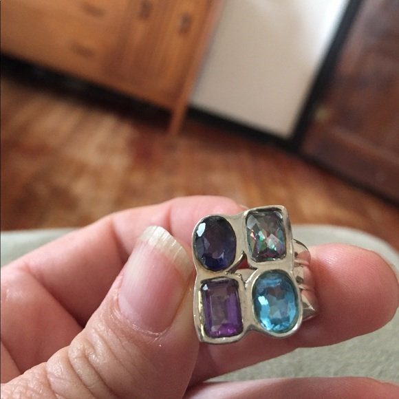 MULTI GEMSTONE STERLING RING - Picture 5 of 5