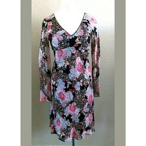 Mica Asian floral midi dress empire bell sleeve