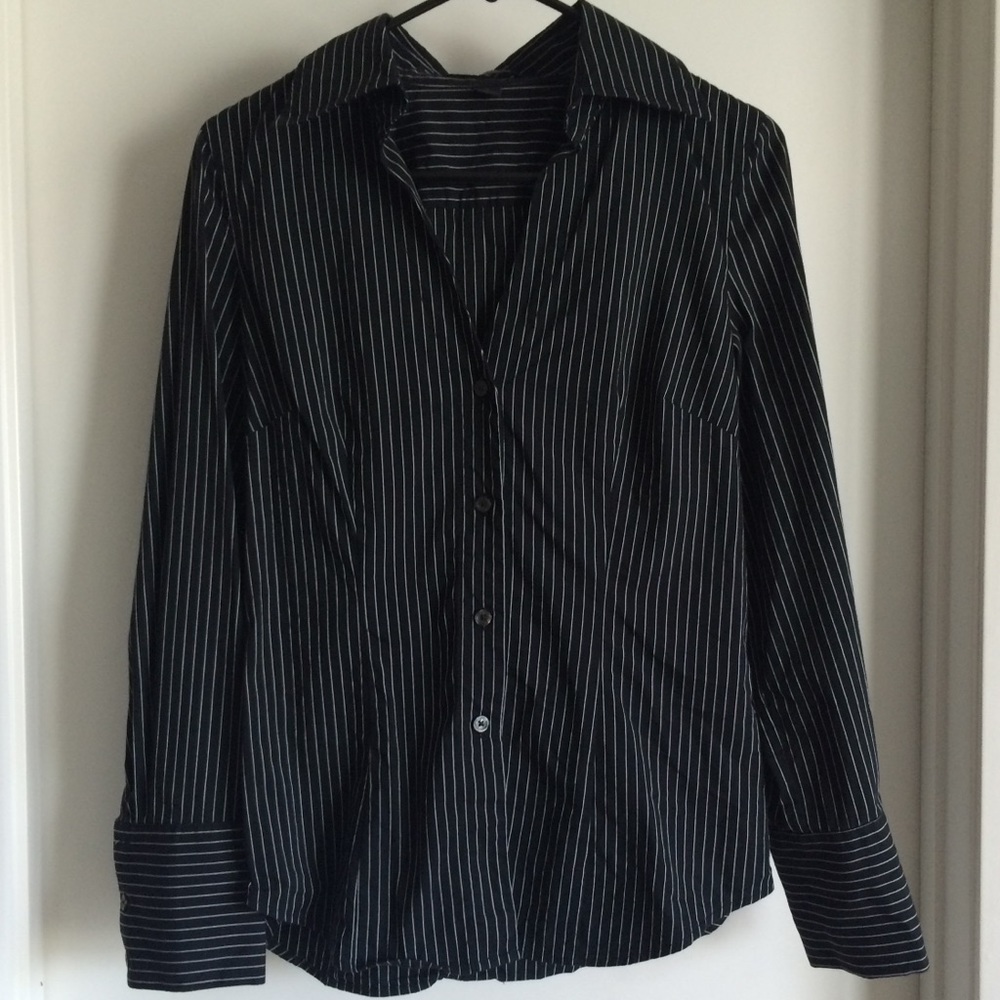 Express Black & White Pinstriped Blouse/ Button Up