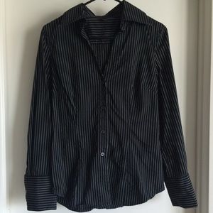 Express Black & White Pinstriped Blouse/ Button Up