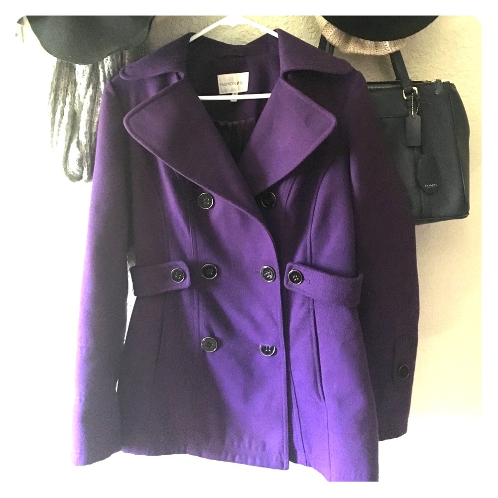 Purple peacoat with pockets