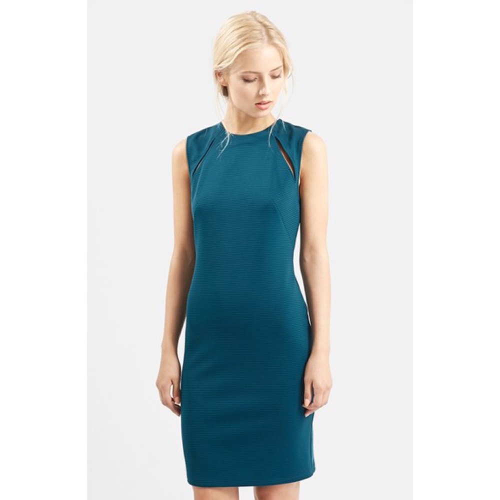 Topshop Shoulder Splice Teal Dress