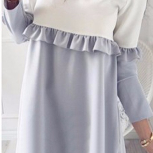 LAST ONE! Color blocked ruffle bust dress - Picture 2 of 6