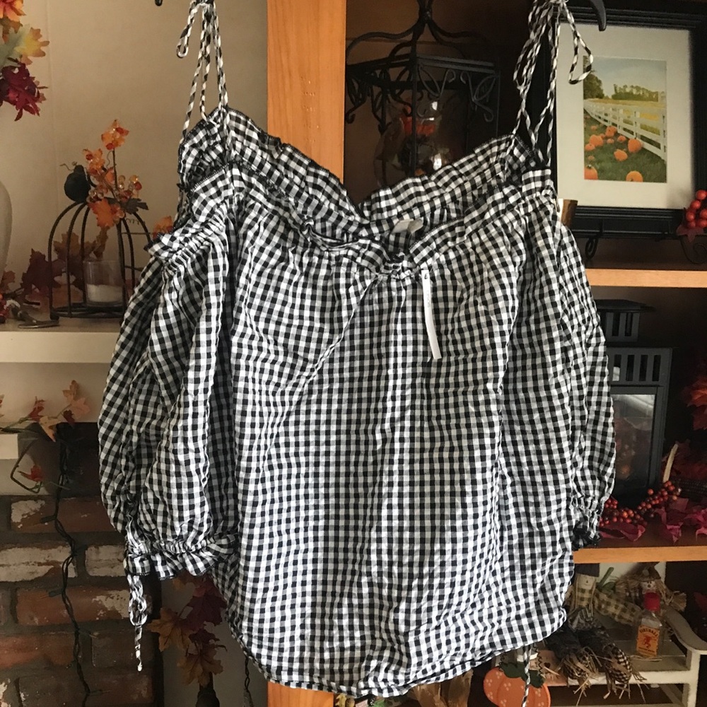 ASOS Off the shoulder gingham blouse, size US 14