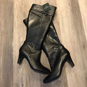 Ralph Lauren black leather riding boots-brand new