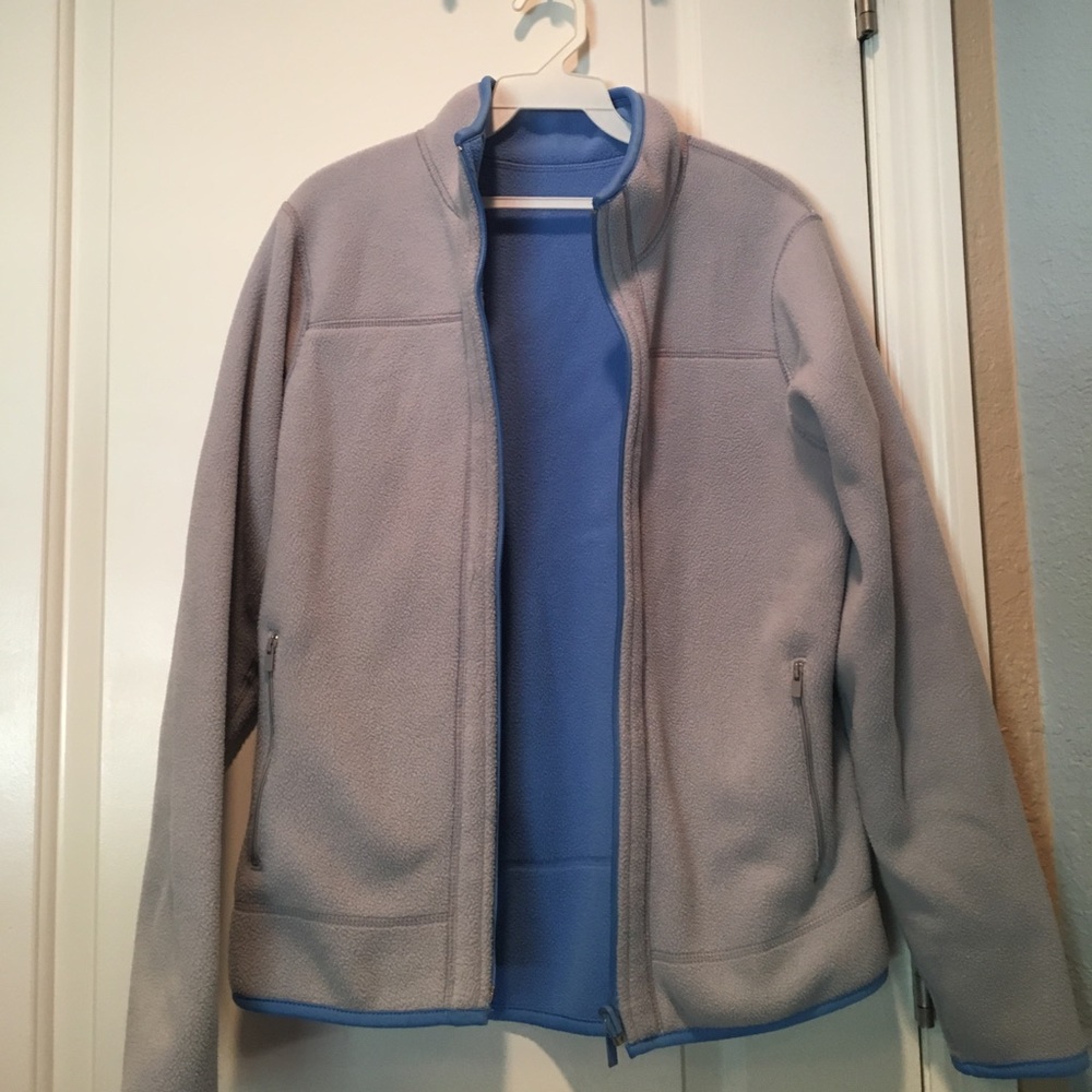 Light Grey & blue fleece zip up jacket