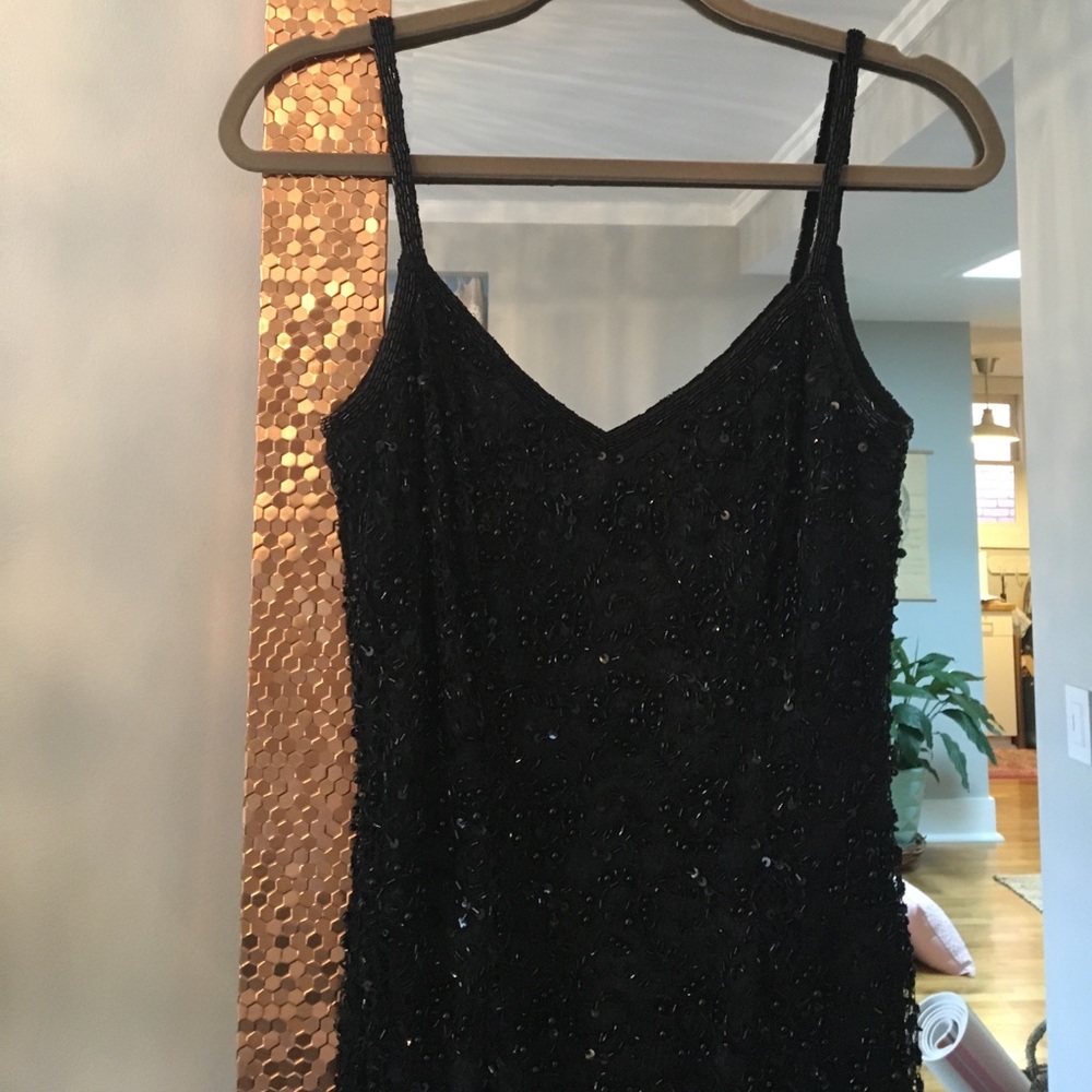 Black bead formal dress