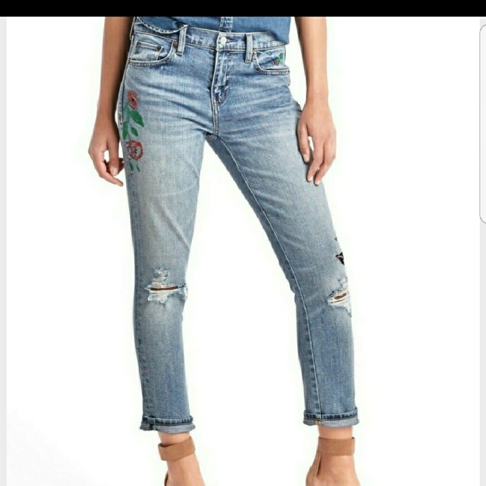 Gap embroidered girlfriend jeans