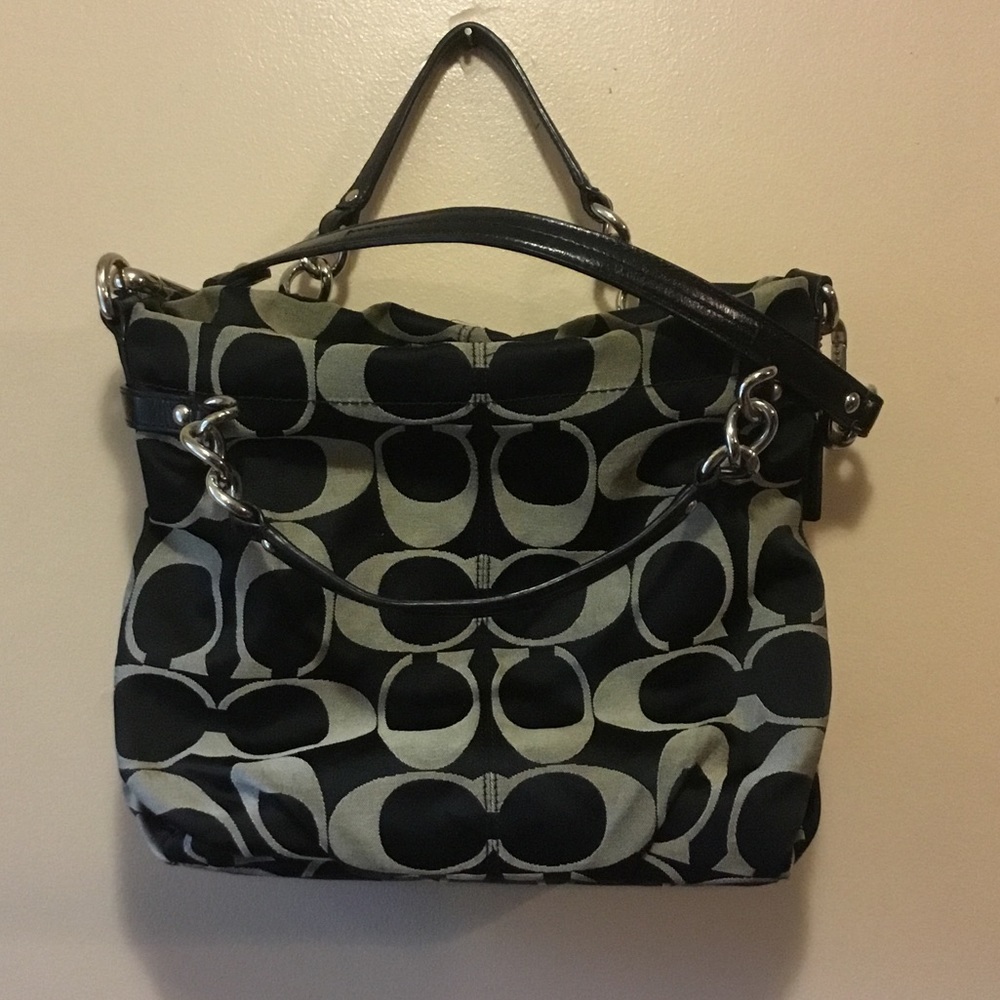 Coach large canvas shoulder handbag