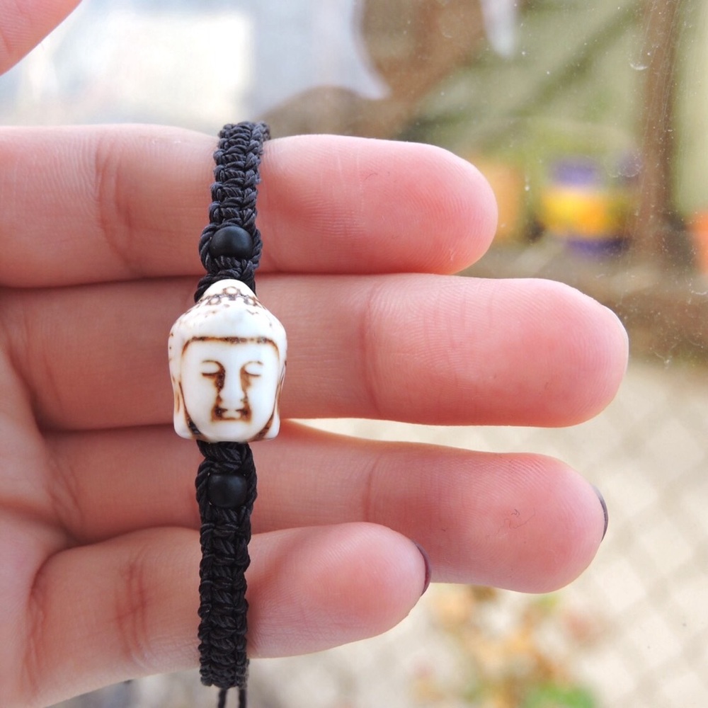 Buddha Natural Stone Beaded Square-knot Bracelet