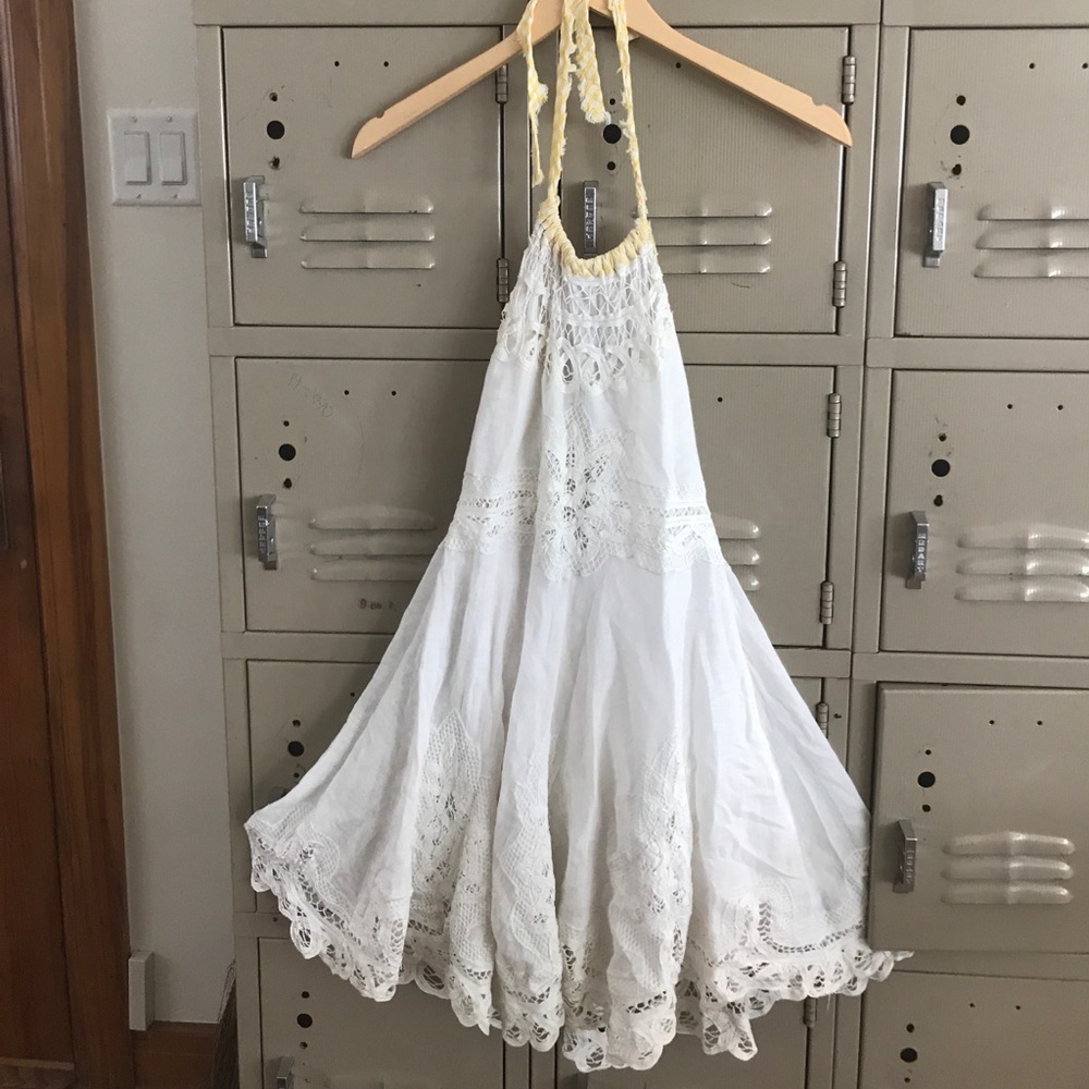 White and Yellow Free People Dress