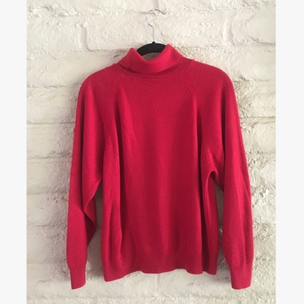 vintage soft red turtleneck sweater xs slinky 90s