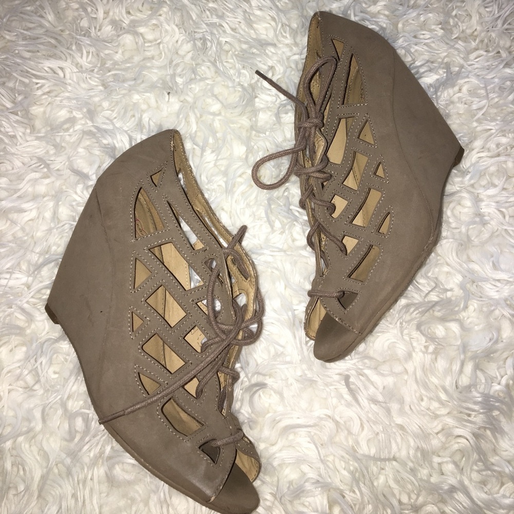 Lace up wedges