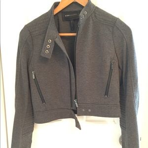 BCBG Maxazria XXS Dark Gray Moto Crop Jacket
