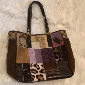 Coach Purple Patchwork Suede Tote Purse
