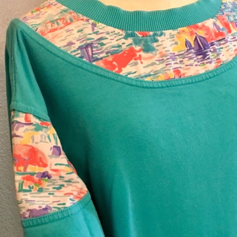 vintage teal island tropical nautical sweatshirt
