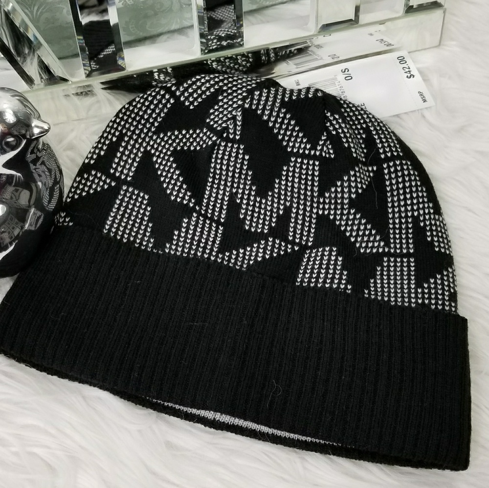 🔴LAST 1🔴 MICHAEL KORS BEANIE/HAT BLACK&WHITE - Picture 2 of 4