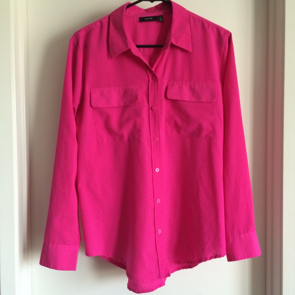 Gorgeous Fuchsia Pink Double Pocket Blouse