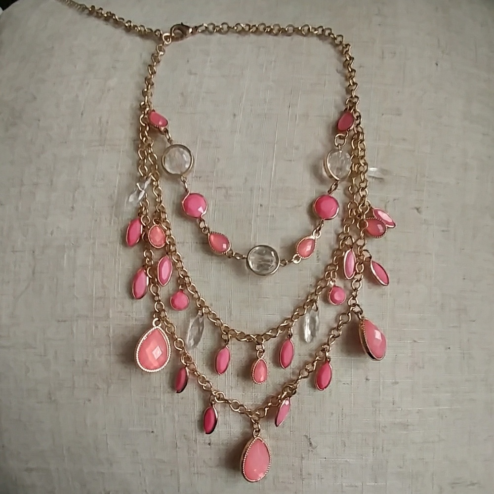 Coral and gold layered necklace