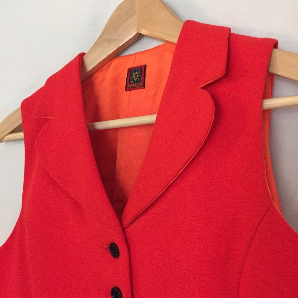 Vintage Anne Klein 80s Orange Suit Vest