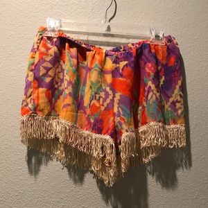 Show Me Your Mumu printed fringe shorts