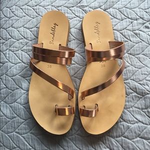 Handmade Rose Gold leather sandals from Greece
