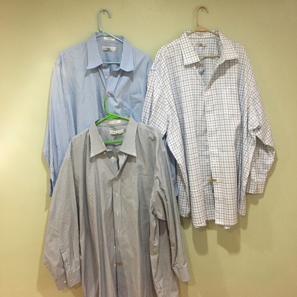 Enro Dress Shirt Long Sleeve 80s 2 Ply White Striped Button Down Sz 16.5 34-35