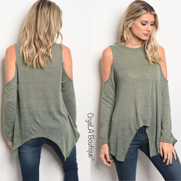 Tops - 🎉SALE🎉✨Olive Cold Shoulder Top✨