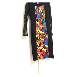 Black long sleeve dress with sheer sleeves