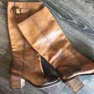 Lucky Brand Mid Height Leather Cognac Boots - Frye