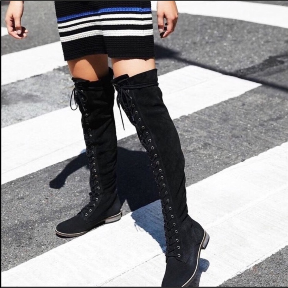 😍restock❗️Black suede lace up thigh high boots - Picture 2 of 5