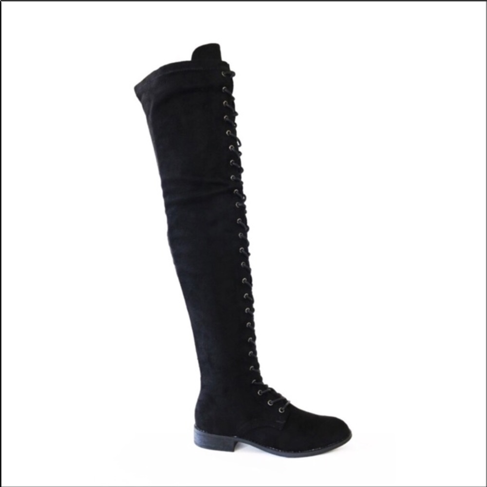 😍restock❗️Black suede lace up thigh high boots - Picture 3 of 5