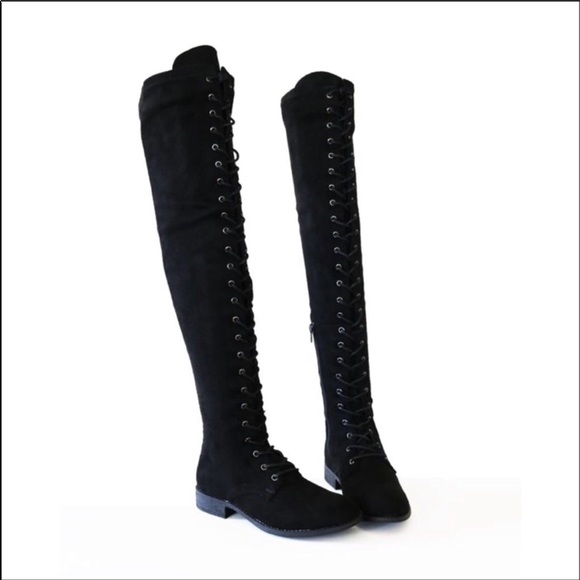 😍restock❗️Black suede lace up thigh high boots - Picture 4 of 5