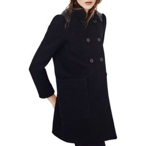 NWT Maje Leather Trim Peacoat.$865
