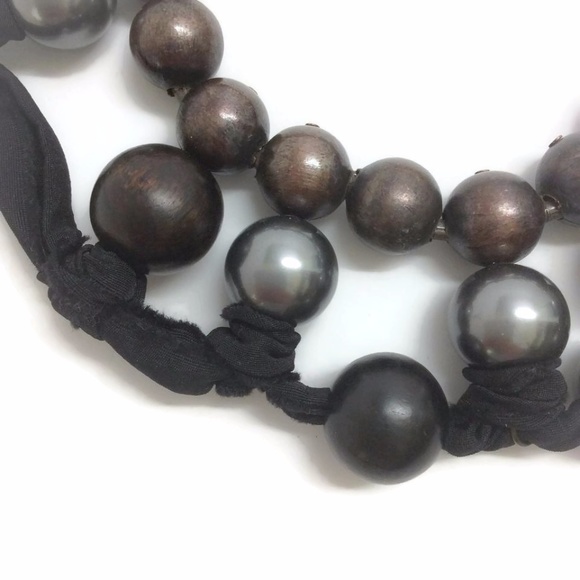 Lanvin Faux Pearl, Wooden Bead & Ribbon Necklace - Picture 3 of 8